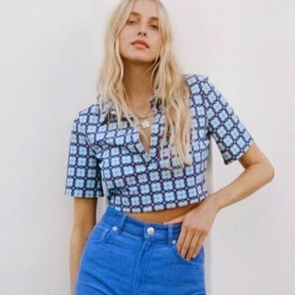 Zara XS  Geometric Pucci Inspired Retro Crop Top